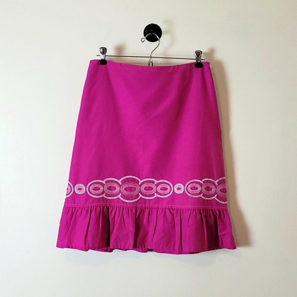 Boho Chic Embroidered Ruffle Hem High Waist Mini Skirt *Easter